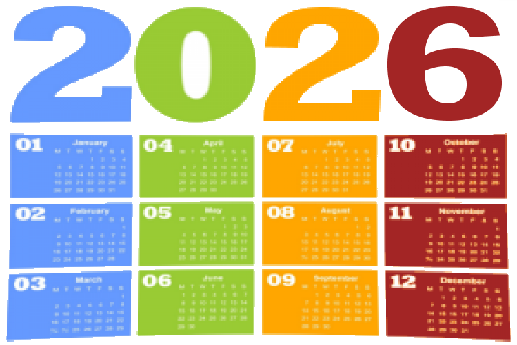 2026 Calendar - Rockwell Font